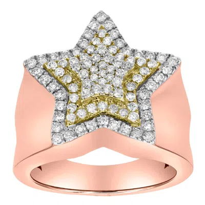 Luvmyjewelry Star Studded Bling 14k Rose Gold Two Tone Star Ring - 0.95 Ct In Pink