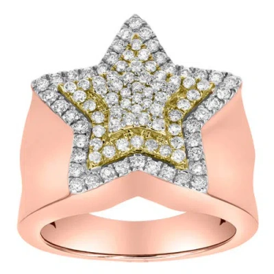 Luvmyjewelry Star Studded Bling 14k Rose Gold Two Tone  Star Ring