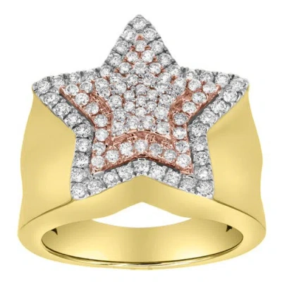 Luvmyjewelry Star Studded Bling 14k Yellow Gold Two Tone  Star Ring