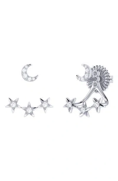 LUVMYJEWELRY LUVMYJEWELRY STAR TRIO CRESCENT JACKET EARRINGS