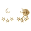 Luvmyjewelry Star Trio Crescent Diamond Stud Earrings In 14k Yellow Gold Vermeil On Sterling Silver