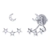 Luvmyjewelry Star Trio Crescent Diamond Stud Earrings In Sterling Silver In Silver