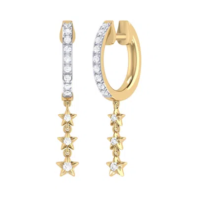 LUVMYJEWELRY STAR TRIO LANE STERLING SILVER DIAMOND HOOP EARRING