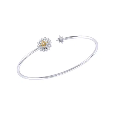 Luvmyjewelry Starburst Adjustable Diamond Two-tone Cuff In 14k Yellow Gold Vermeil On Sterling Silve In Silver & Yellow