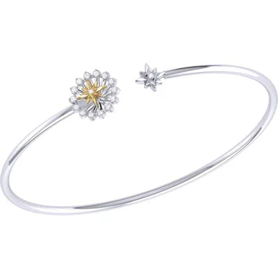 LUVMYJEWELRY LUVMYJEWELRY STARBURST STERLING SILVER AND DIAMOND ADJUSTABLE CUFF
