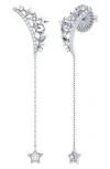 Luvmyjewelry Starry Cascade Tiara Diamond Drop Earrings In Sterling Silver In Metallic