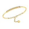 LUVMYJEWELRY STARRY LANE DIAMOND BANGLE IN 14K YELLOW GOLD VERMEIL ON STERLING SILVER