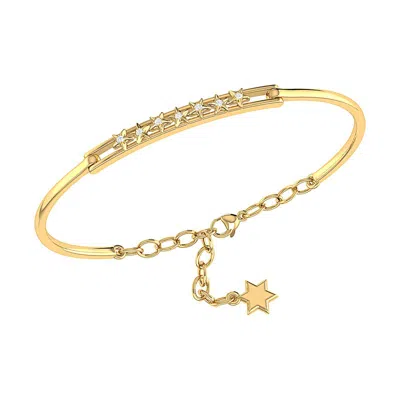 Luvmyjewelry Starry Lane Diamond Bangle In 14k Yellow Gold Vermeil On Sterling Silver