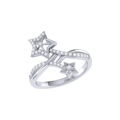 Luvmyjewelry Stars Entwined Sterling Silver Diamond Ring In Silver