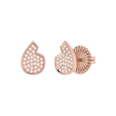Luvmyjewelry Street Cycle Teardrop Sterling Silver Diamond Stud Earring In 14kt Rose Gold Vermeil