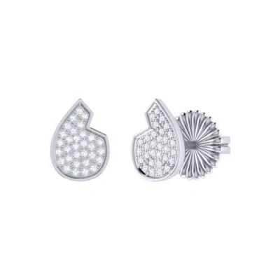 Luvmyjewelry Street Cycle Teardrop Sterling Silver Diamond Stud Earring