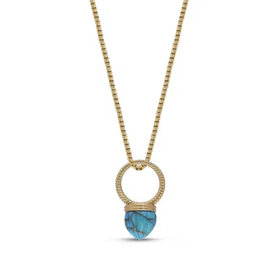 LUVMYJEWELRY SUMMER NIGHTS GOLD PLATED SILVER TURQUOISE GEMSTONE SINGLE STONE RING PENDANT