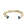 Luvmyjewelry Summer Nights Yellow Gold Plated Silver Turquoise Gemstone Diamond Women Cuff In Yellow