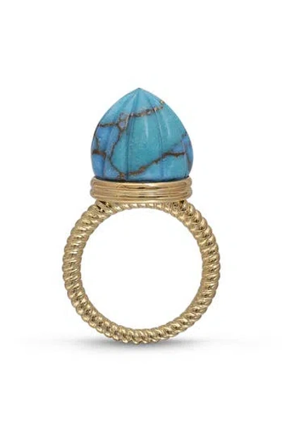 Luvmyjewelry Sun Turquoise Ring & Pendant Necklace In Gold