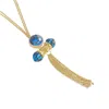 Luvmyjewelry Sunkissed Design Yellow Gold Plated Silver Turquoise Gemstone Diamond Fringe Necklace In Yellow