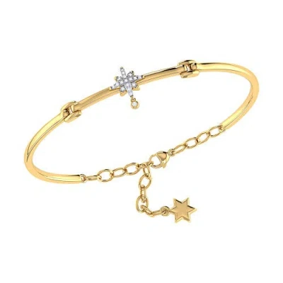 Luvmyjewelry Supernova Bezel Sterling Silver Diamond Drop Bangle In 14kt Gold Vermeil On Sterling