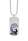 Luvmyjewelry Surfer Paradise Sapphire & Topaz Silver Tag Necklace In Silver