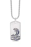 Luvmyjewelry Surfrider Beach Sapphire & Topaz Silver Tag Necklace In Silver