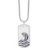 Luvmyjewelry Sterling Silver Surfrider Beach Design Blue Saphhire, White Topaz Gemstone Tag Chain In Silver