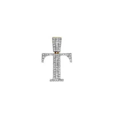Luvmyjewelry T Initial Diamond Pendant 10k Yellow Gold