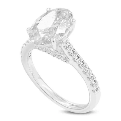 Luvmyjewelry Tasia 14k White Gold Oval Lab Grown Diamond Engagement Ring