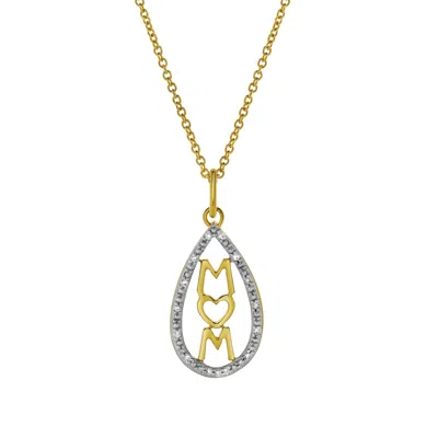 Luvmyjewelry Teardrop Mom Diamond Pendant Necklace In 10k Yellow Gold
