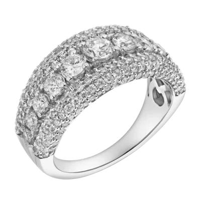 Luvmyjewelry Terra 14k Gold Round Diamond Studded Wedding Band In Silver