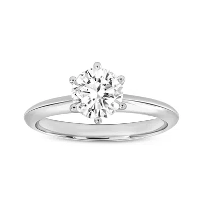 Luvmyjewelry Tesi 14k White Gold Round Shape Lab Grown Diamond Solitaire Ring - 1 Ct In Silver
