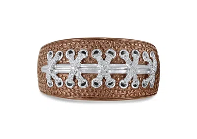 Luvmyjewelry Touchdown American Football Diamond Band Men Ring In Brown