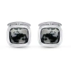 Luvmyjewelry Tree Agate Stone Cufflinks In Black Rhodium Plated Sterling Silver In Silver