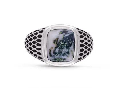 Luvmyjewelry Tree Agate Sterling Silver Men Signet Ring
