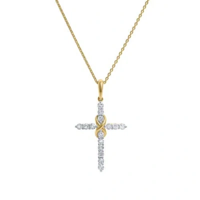 Luvmyjewelry Trinita 14k Gold Diamond Cross Pendant