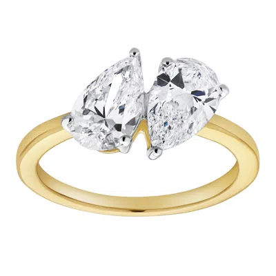 Luvmyjewelry Twin Flames 14k Gold Pear Cut Lab Grown Diamond Toi Et Moi Ring - 2 Ct