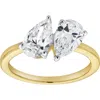 Luvmyjewelry Twin Flames 14k Gold Pear Cut Lab Grown Diamond Toi Et Moi Ring In 14k Yellow Gold