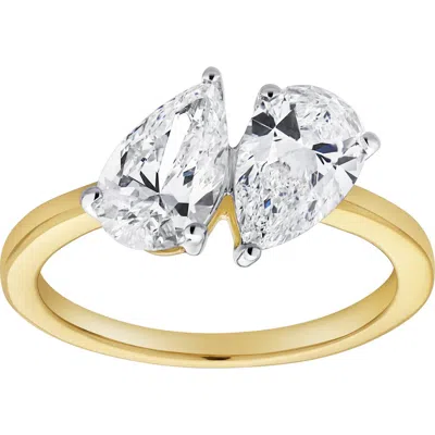 Luvmyjewelry Twin Flames 14k Gold Pear Cut Lab Grown Diamond Toi Et Moi Ring In 14k Yellow Gold