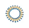 Luvmyjewelry Twisted Rays Design Turquoise Gemstone Yellow Gold Plated Silver Women Bracelet In Yellow