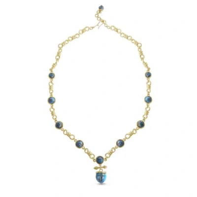 Luvmyjewelry Twisted Rays Design Yellow Gold Plated Sterling Silver Turquoise Gemstone Necklace In 14kt Gold Vermeil On Sterling