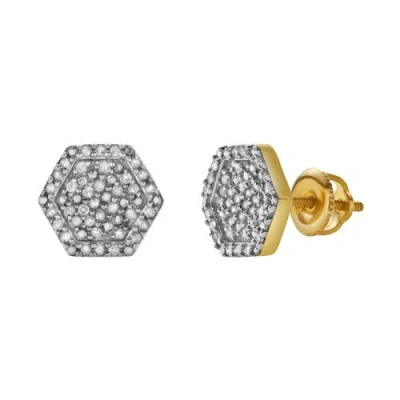 Luvmyjewelry Vaelora 10k Yellow Gold Cluster Diamond Unisex Earrings