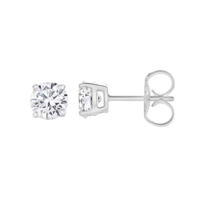 Luvmyjewelry Valeria 14k Gold Lab Grown Round Solitaire Diamond Earrings - 0.75 Ct In Silver