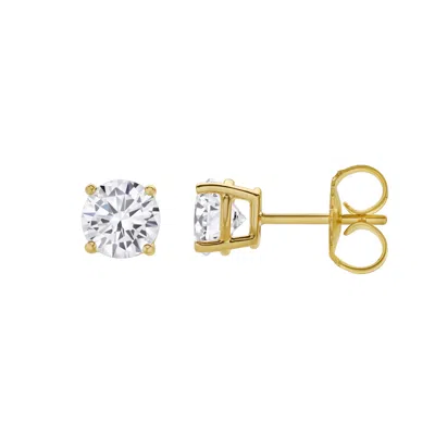 LUVMYJEWELRY VALERIA 14K GOLD LAB GROWN ROUND SOLITAIRE DIAMOND EARRINGS - 2 CT