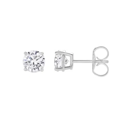 LUVMYJEWELRY VALERIA 14K GOLD LAB GROWN ROUND SOLITAIRE DIAMOND EARRINGS - 2 CT