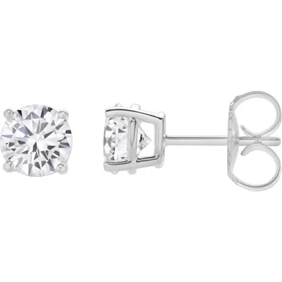 Luvmyjewelry Valeria 14k Gold Lab Grown Round Solitaire Diamond Earrings In Silver