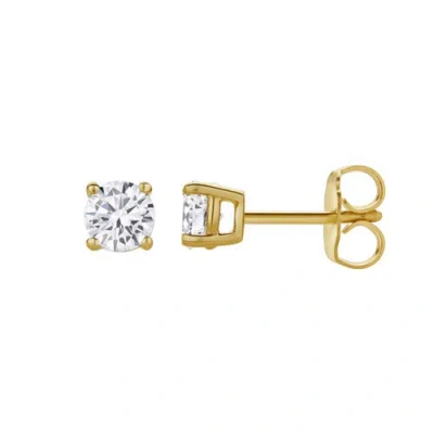 Luvmyjewelry Valeria 14k Gold Lab Grown Round Solitaire Diamond Earrings In 14k Yellow Gold