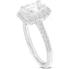 Luvmyjewelry Valora 14k White Gold Emerald Cut Lab Grown Diamond Halo Engagement Ring In 14k White Gold