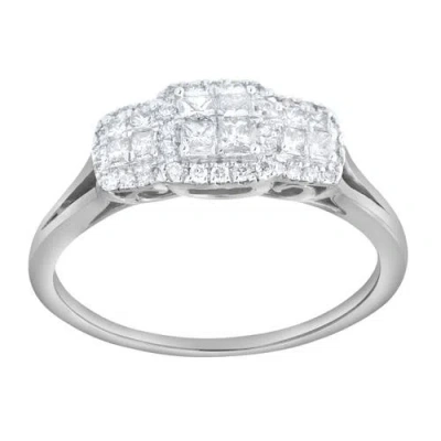 Luvmyjewelry Varenne 0.35 Ct 10k Gold Diamond Ring In Silver