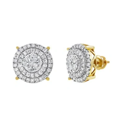 Luvmyjewelry Vegas Baller 14k Yellow Gold Diamond Stud Earrings