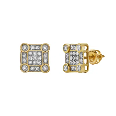 Luvmyjewelry Veil 10k Yellow Gold Cluster Diamond Unisex Earrings - 0.19 Cts