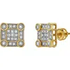 Luvmyjewelry Veil 10k Yellow Gold Cluster Diamond Unisex Earrings In 10k Yellow Gold