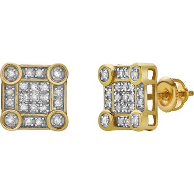 Luvmyjewelry Veil 10k Yellow Gold Cluster Diamond Unisex Earrings