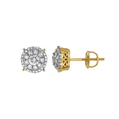 Luvmyjewelry Velithra 10k Yellow Gold Cluster Diamond Unisex Earrings - 0.51 Cts